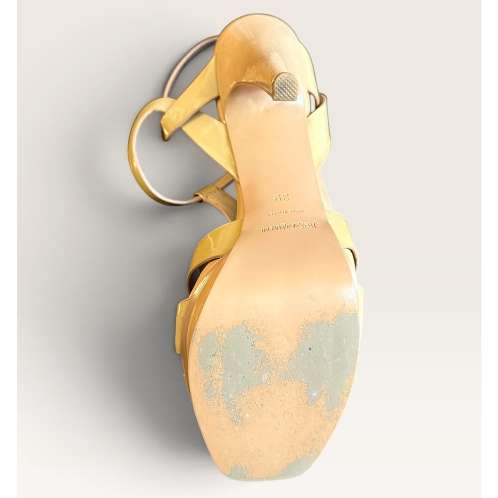 Saint Laurent YSL Sandals 39 Nude Patent Leather Platform Stiletto Heels Italy - Picture 9 of 16